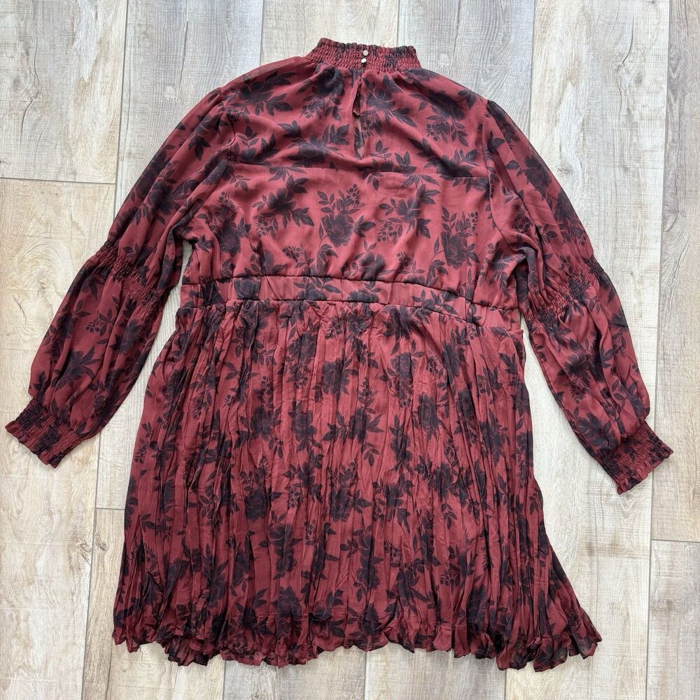 Torrid Mini Dress Womens Sz 3 Turtleneck Crinkle Pleated Floral Boho Whimsigoth - Picture 11 of 16
